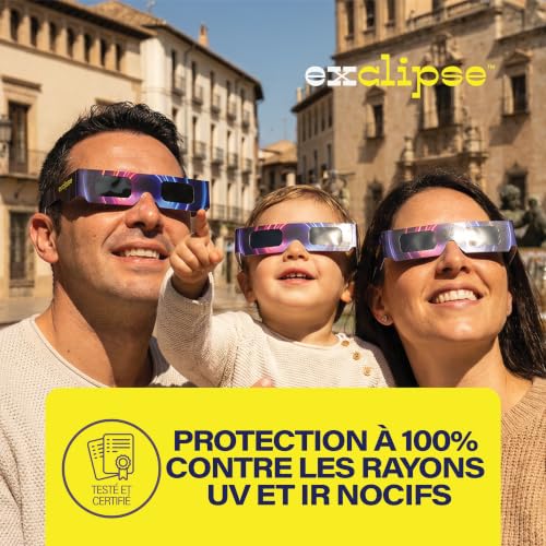 Detalle de Lunettes Éclipse Solaire 10 Pack avec 3 Filtres Smartphone – Kit complet exclipse ISO 12312-2