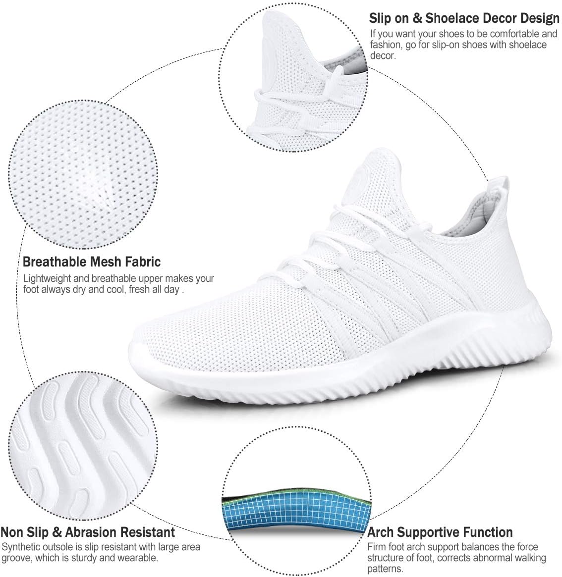 Detalle 2 de Feethit Womens Slip On Running Shoes Non Slip