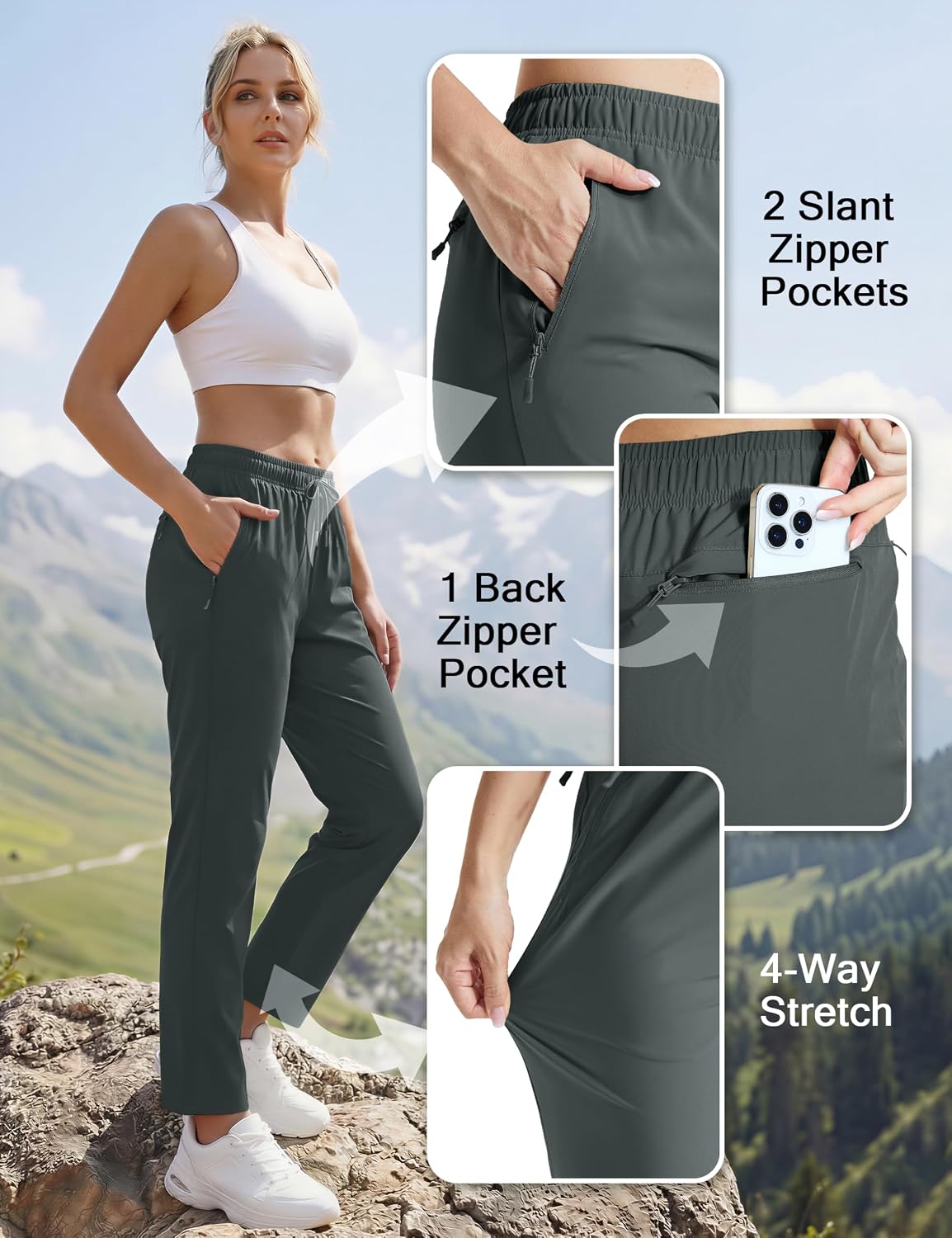 Detalle 1 de MAGCOMSEN Women's Hiking Pants, Quick-Dry, Water-Resistant, UPF 50+