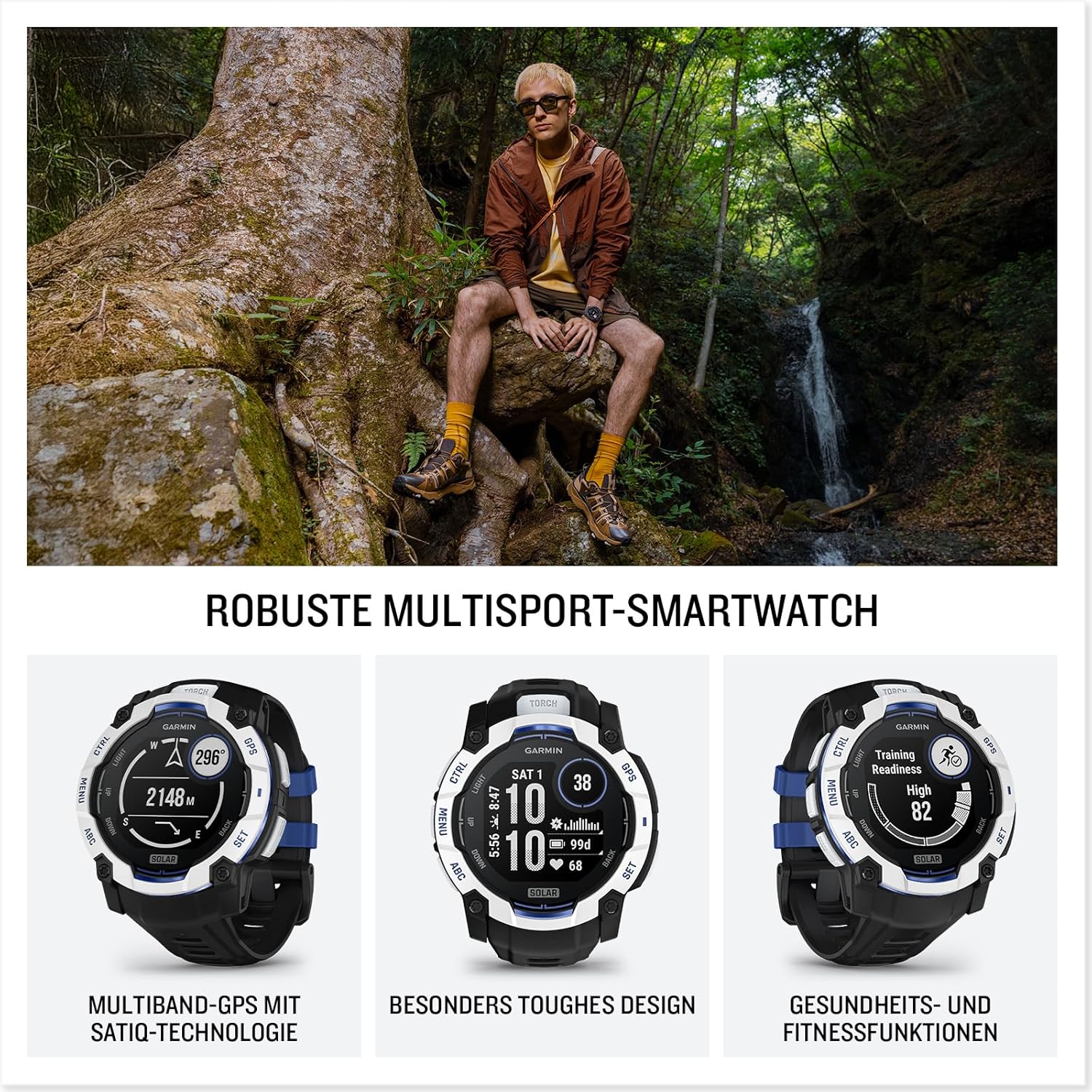 Thumbnail 1 de Garmin Instinct 3 Solar 50mm: Multisport-Smartwatch mit Solar-Laufzeit und integrierter LED-Taschenlampe