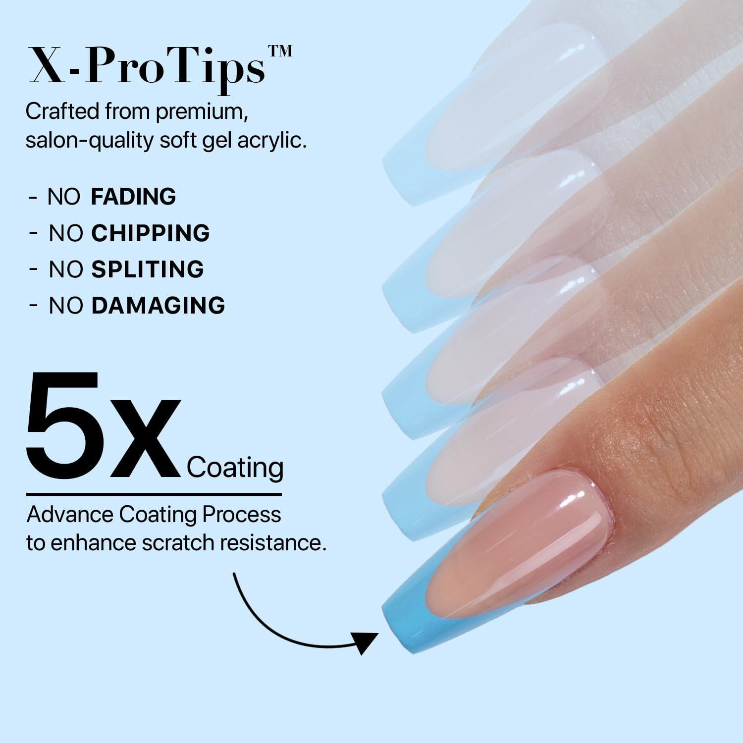 Thumbnail 6 de SXC Cosmetics X-Pro Tips French Tip Press On Nails (Bright Pastel Glow in the Dark) — Coffin GLOW120KIT-M