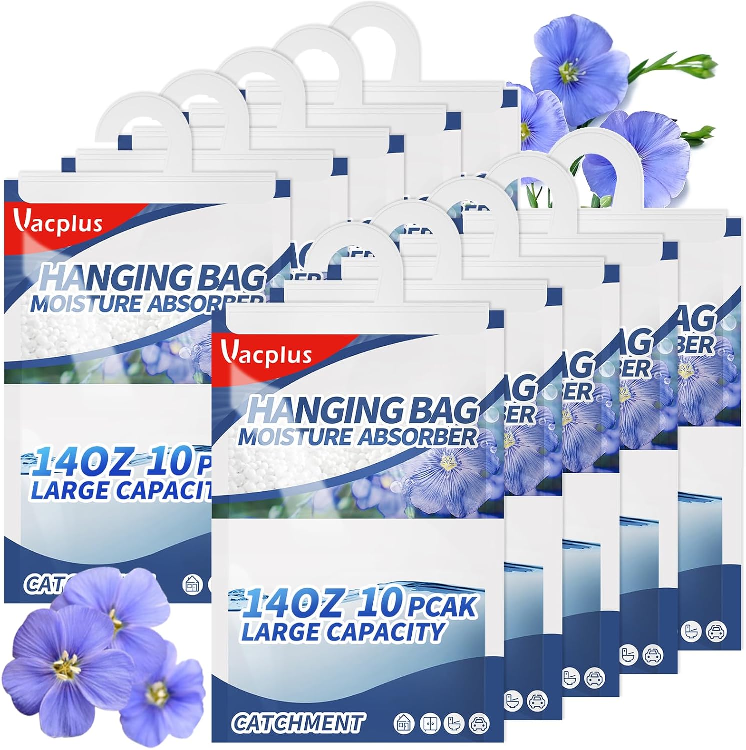 Thumbnail 2 de Vacplus Moisture Absorbers: Hanging Closet Dehumidifier Bags (10 Pack, 14.0 OZ)