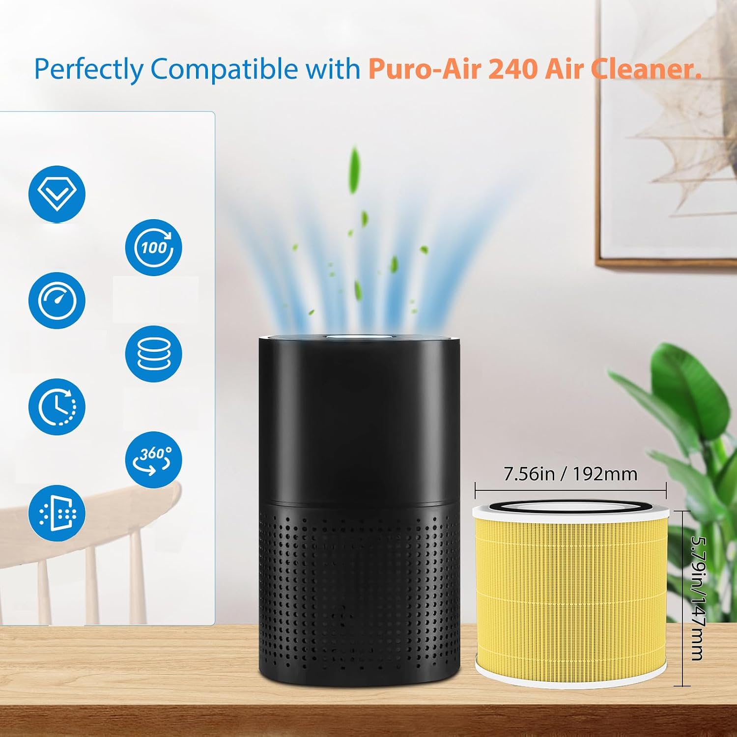 Detalle 2 de PAYUDAL 240-2Y Replacement Air Purifier Filter, 3-in-1 Carbon, 2-Pack