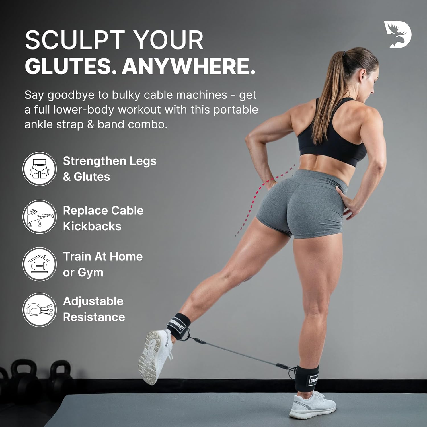 Detalle de DMoose Ankle Strap for Cable Machine – One Size Fit with Premium Padding for Glutes and Lower Body