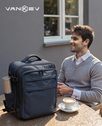 Detalle 2 de Mochila VANKEV para cabina: extensión de 24–30 L y compatibilidad con normas de aerolíneas (40x30x20/25 cm) + portátil 15,6