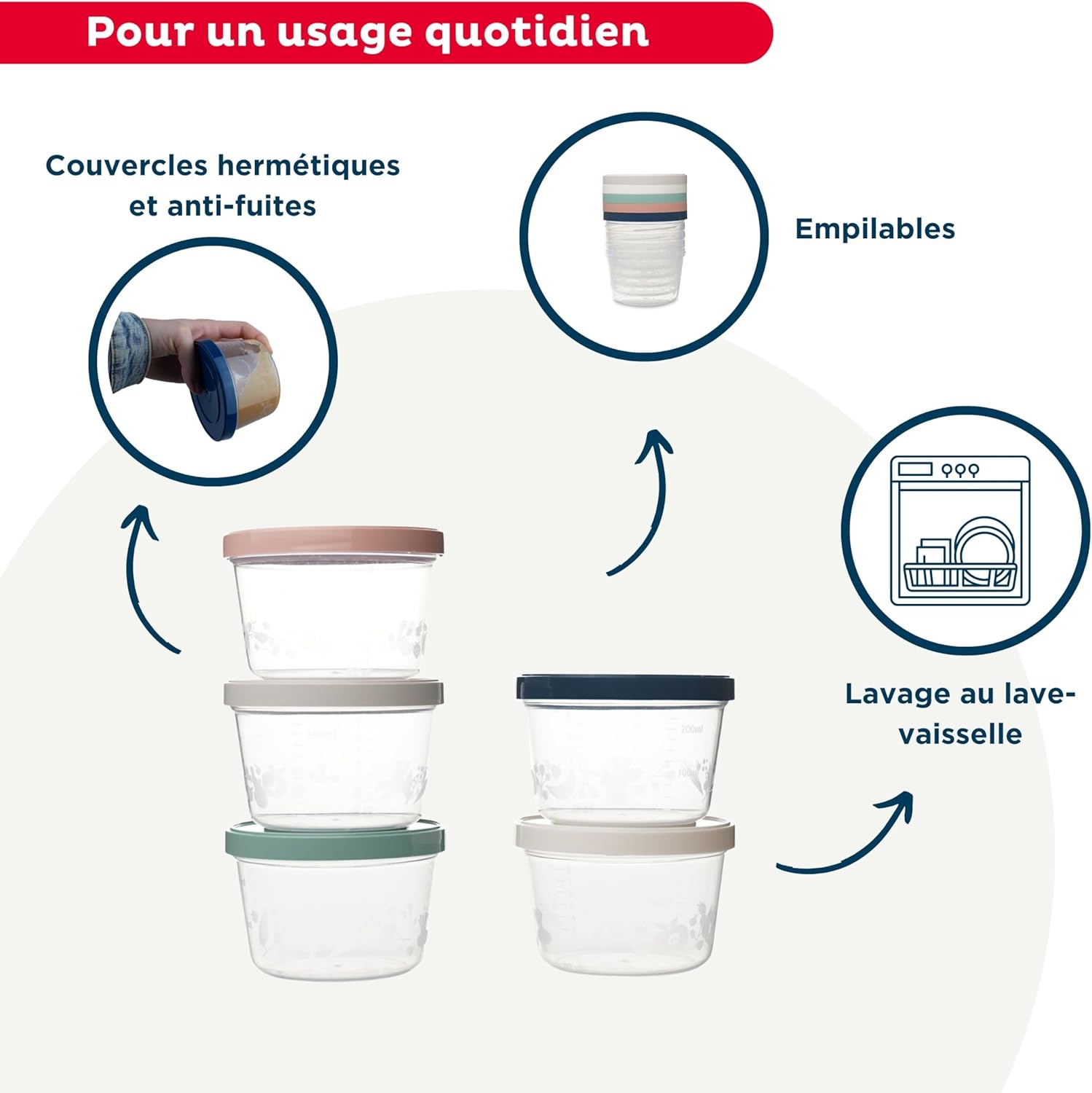 Thumbnail 2 de Thermobaby lot de 10 boîtes de conservation bébé 250 ml (compatibles micro-ondes, congélateur et lave-vaisselle) – fabriquées en France