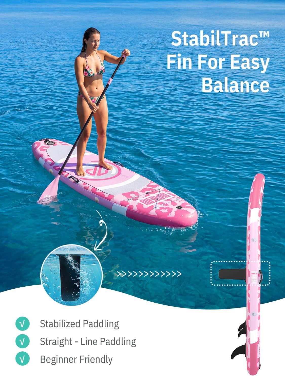 Detalle de Niphean Ultra-Light Inflatable Paddle Board (10') with StabilTrac Fin and All-in-One Accessories