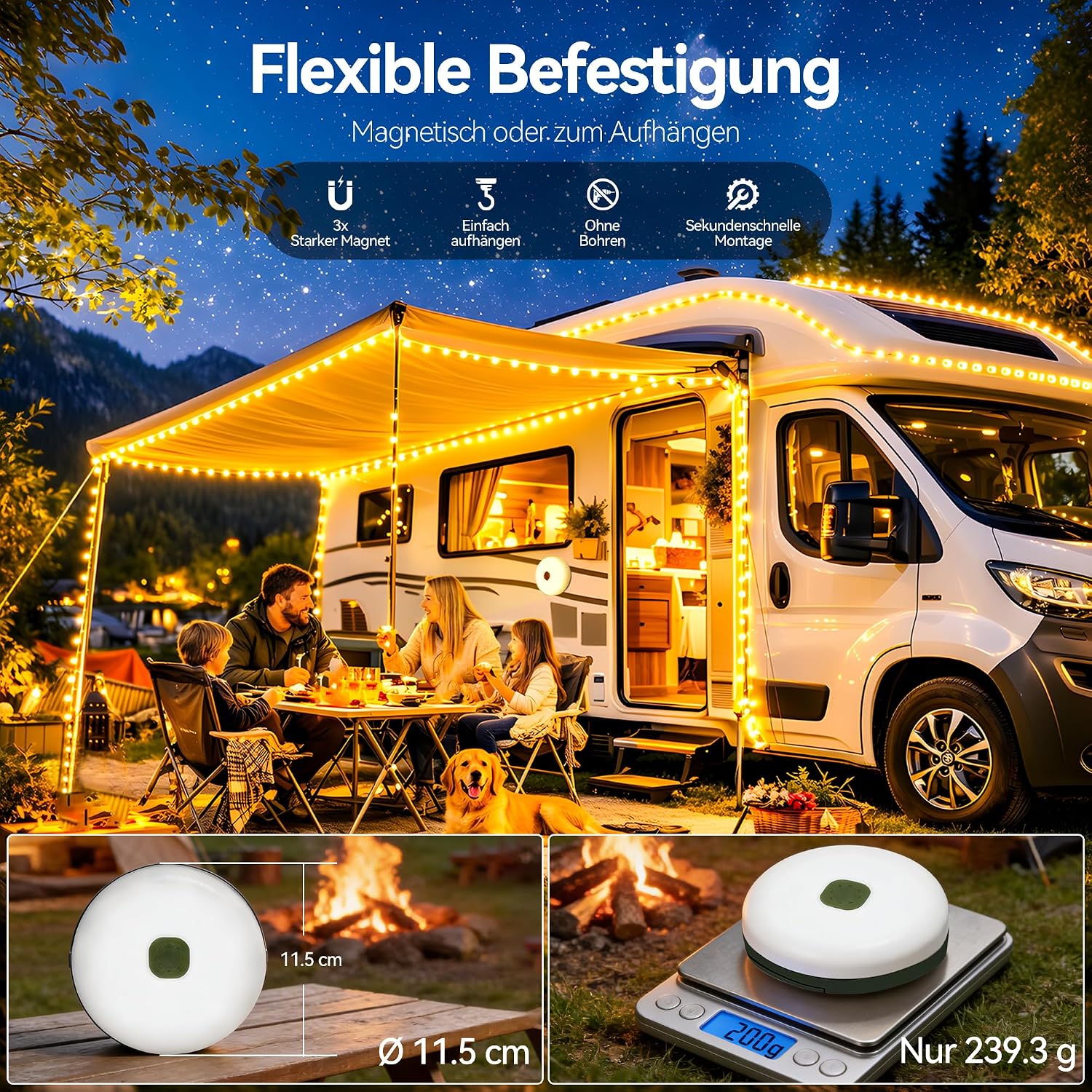 Thumbnail 6 de Hopexy Camping Lichterkette Aufrollbar 10M LED – 4-in-1 Campinglampe mit Powerbank