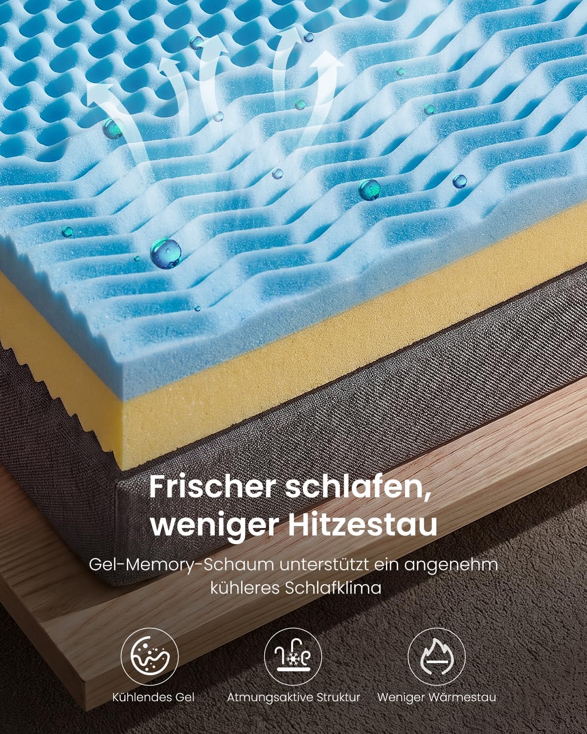 Detalle 2 de Nytral Matratzen Topper 180x200cm H3/H4 – 7,5 cm Gel-Viscoschaum & Komfortschaum, 2-in-1 Härtegrad