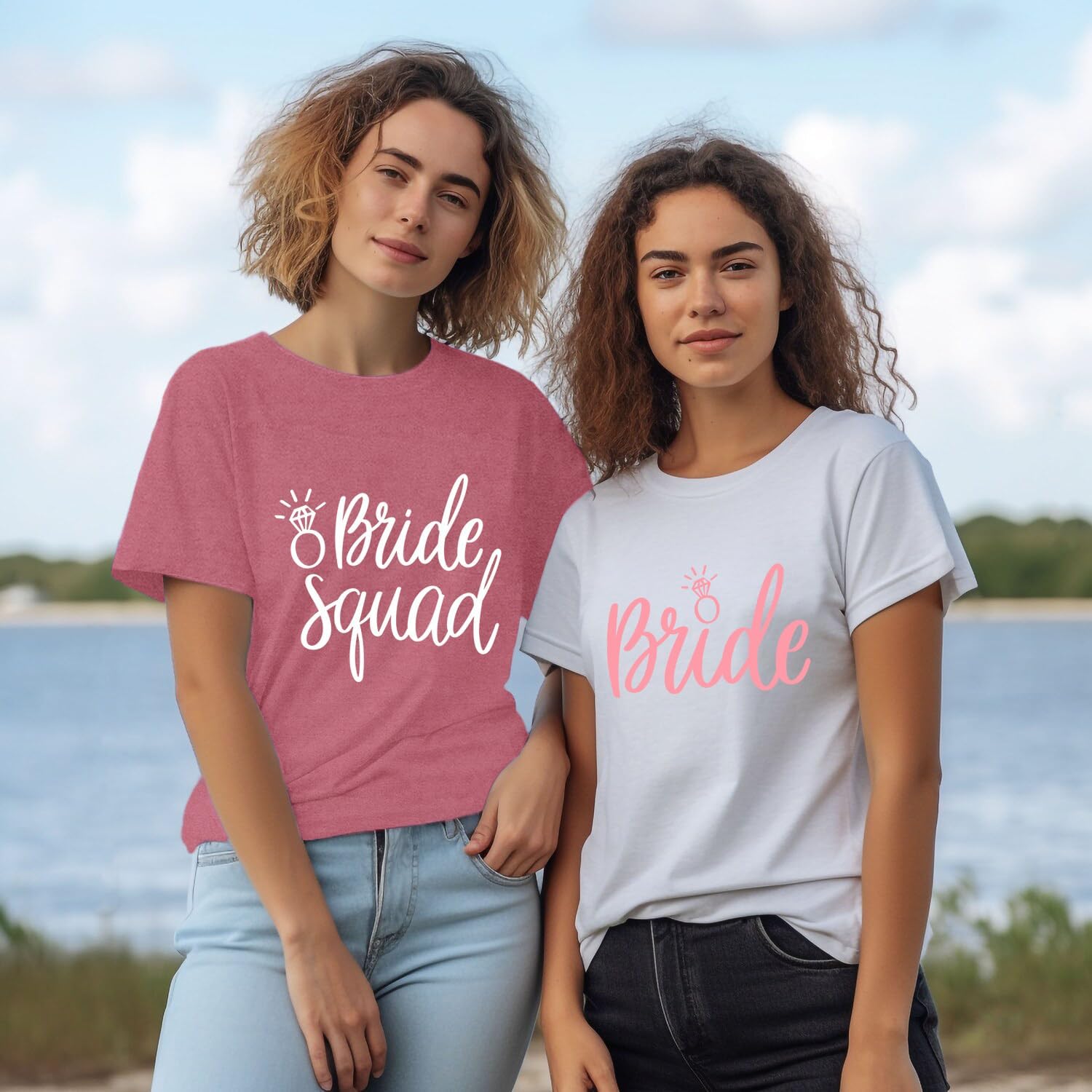 Detalle de Qskall Hen Party T-Shirt “Bride to Be” for Bride Squad — diamond ring design