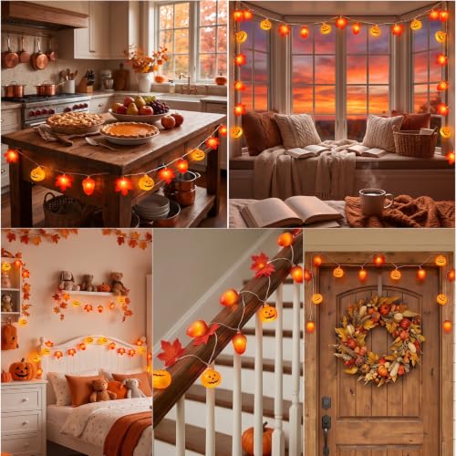 Thumbnail 6 de Liyade Guirnalda LED de otoño de 3 m con 20 LED, calabazas y temporizador