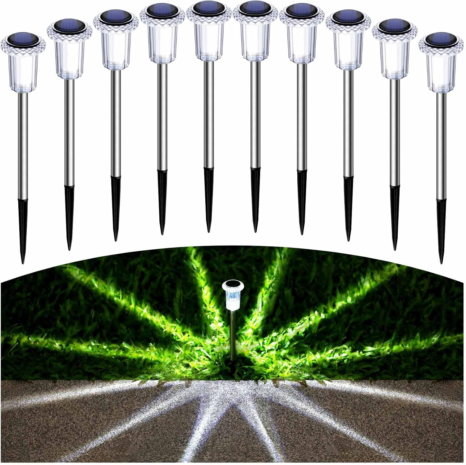 Thumbnail 6 de Gorrzai COO-55T10 Solar Pathway Lights, 15-Pack, Cool White LEDs