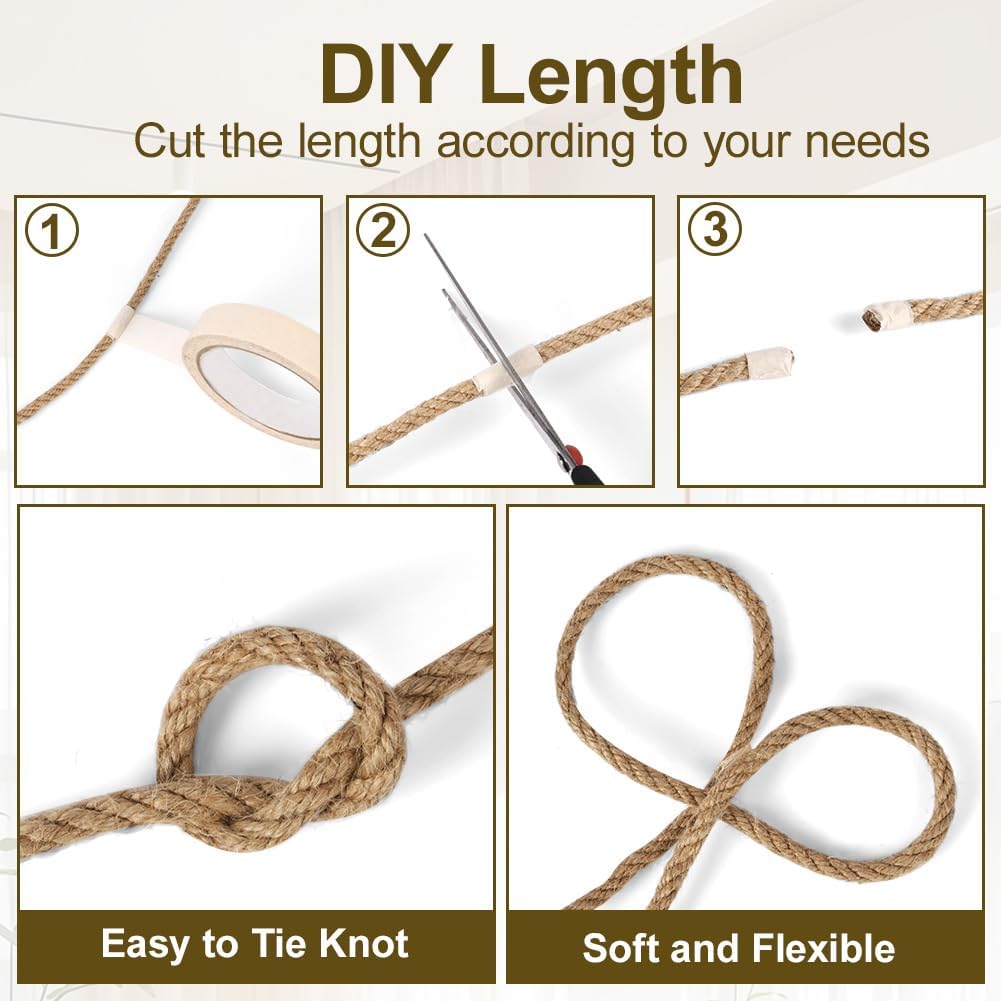 Detalle de VSSHE 10m Jute Rope – 8mm Thick Natural Braided Jute Twine (Brown)