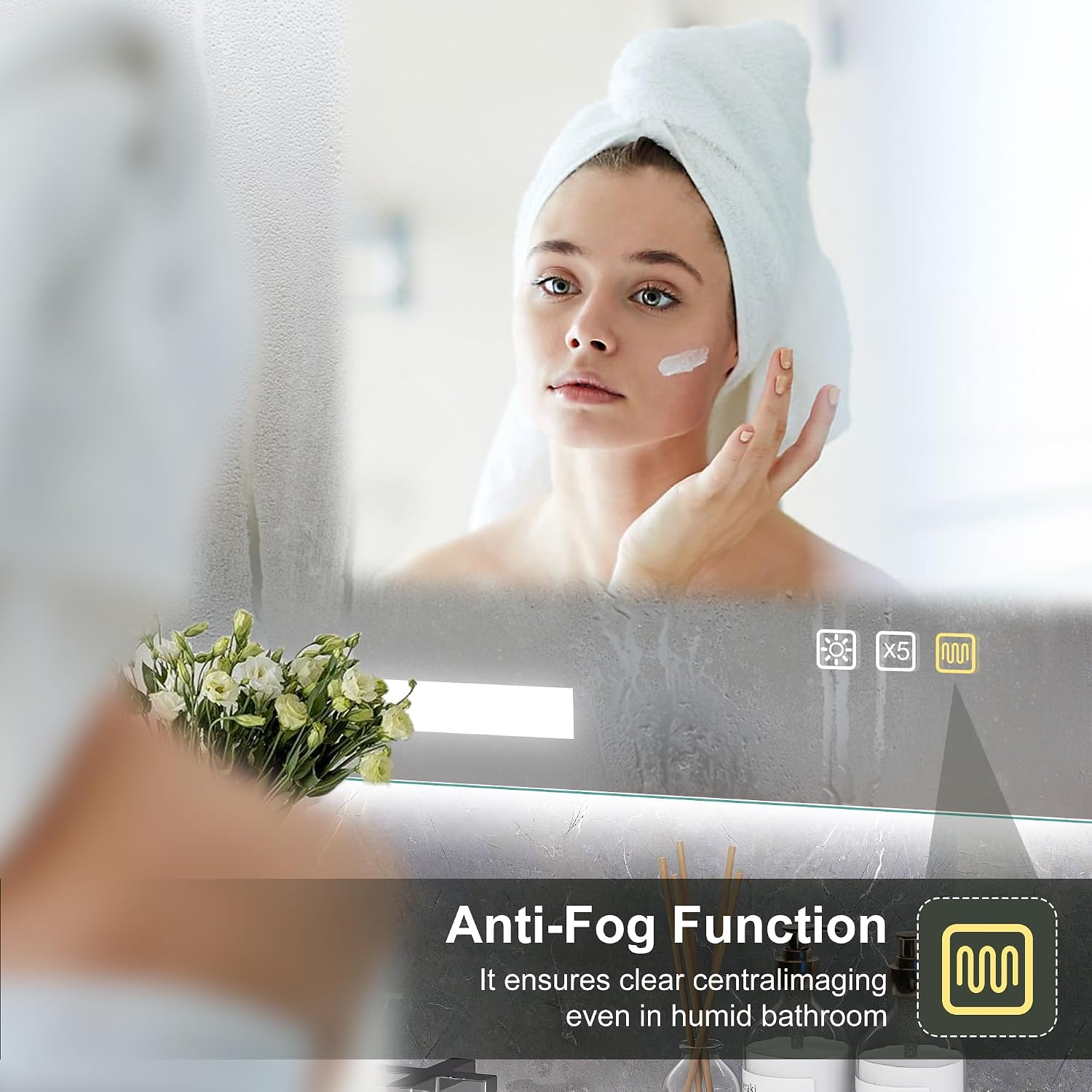 Thumbnail 2 de S'bagno Schminkspiegel 120x70 cm mit Beleuchtung, Touch-Sensor, Dimmfunktion & IP44