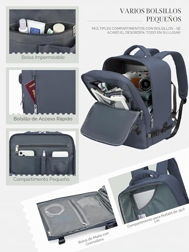 Thumbnail 2 de Hayayu Mochila de viaje 40x30x20 cm: cabina 24 l para Ryanair y aerolíneas europeas