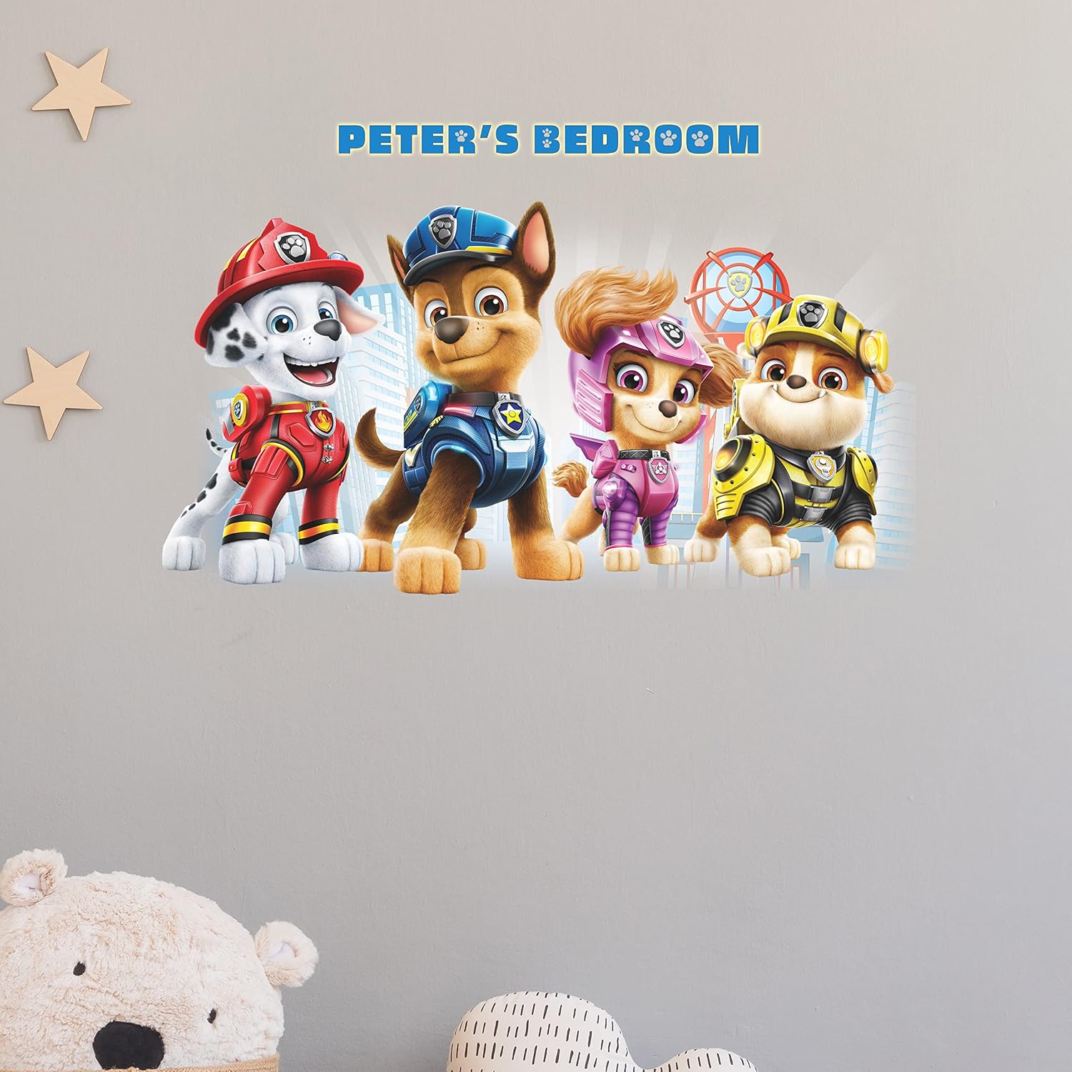 Detalle de RoomMates Paw Patrol alfabet-muurstickers, verwijderbaar en herpositioneerbaar