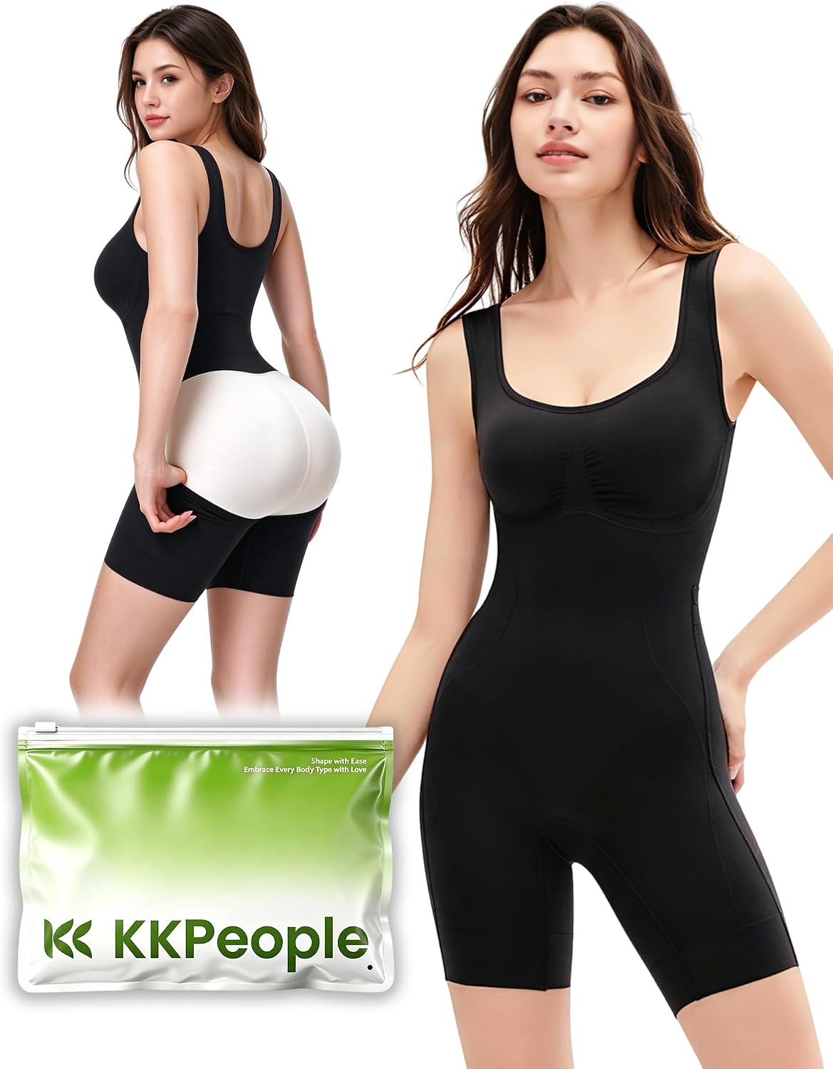 Detalle de KKPeople Easy-Off Shapewear Bodysuit with Tummy Control and Seamless Design