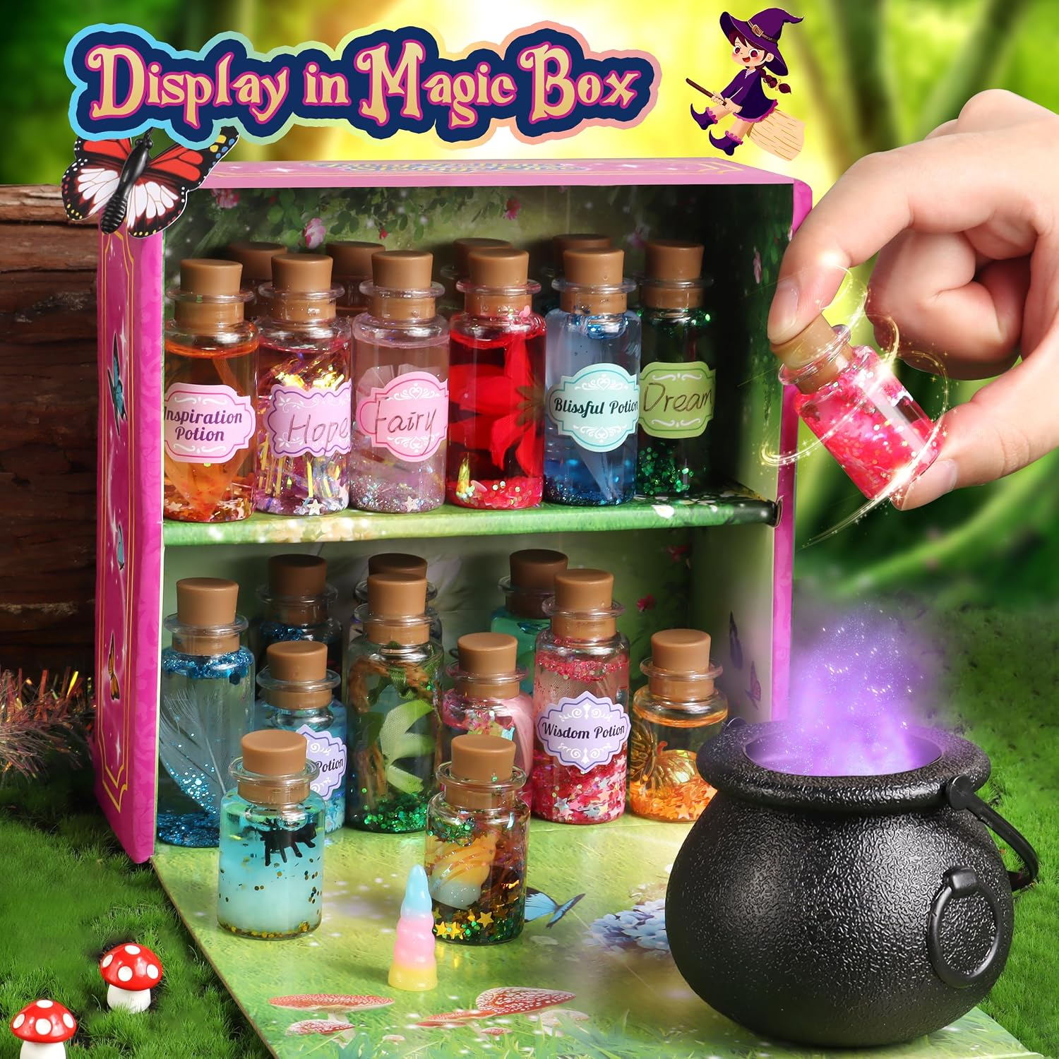 Detalle 2 de wookidel VI-MF002 Fairy Potion Craft Kit with 20 Bottles and Display Case