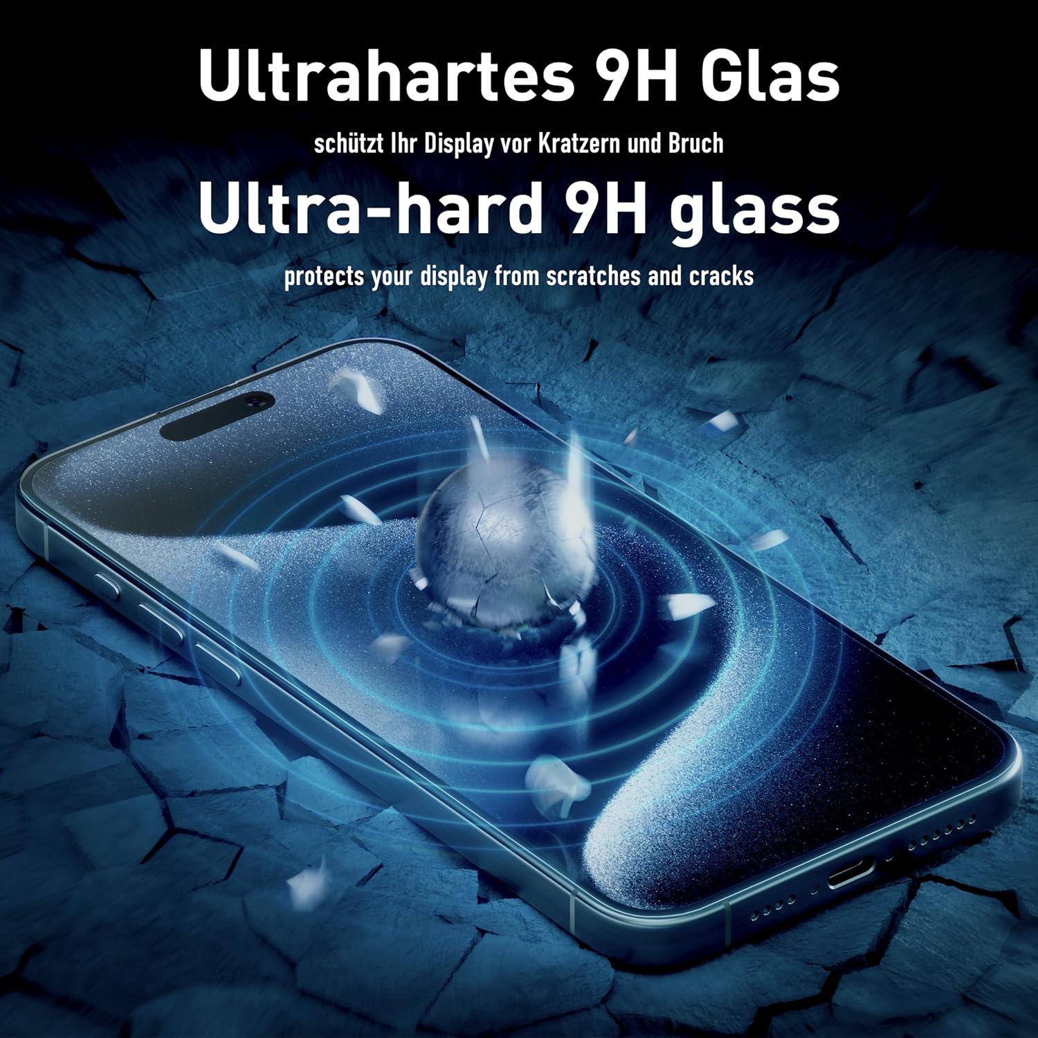 Detalle 2 de SmarTect Glass Screen Protector for iPhone 15, 0.3 mm 9H Glass + Camera Protection