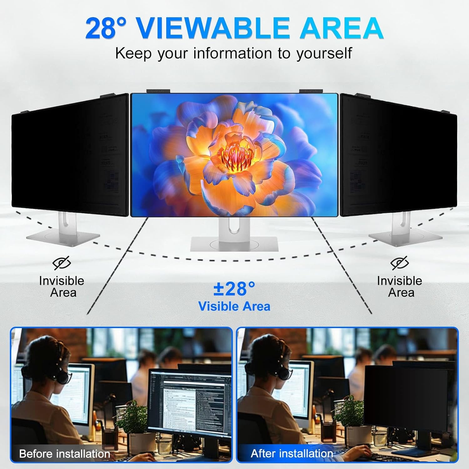 Thumbnail 2 de GUDTEKE 24 Inch Magnetic Privacy Screen 2-Pack