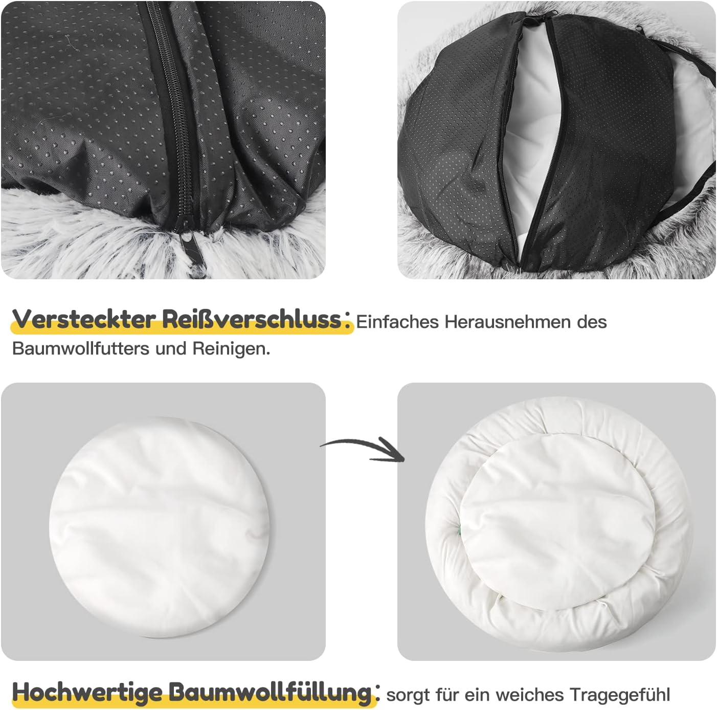 Thumbnail 4 de CATISM Katzenbett Flauschig – Katzenhöhle/Zeltbett halbgeschlossen, waschbare Katzendecke, 50 cm