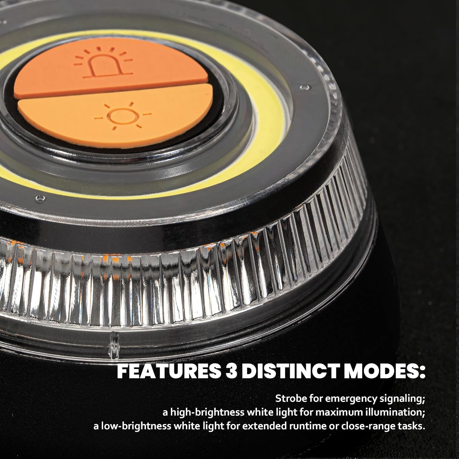Detalle 2 de Emergency Warning Light: LED Rotating Beacon with 3 Flash Modes, Battery-Powered Magnetic Mount