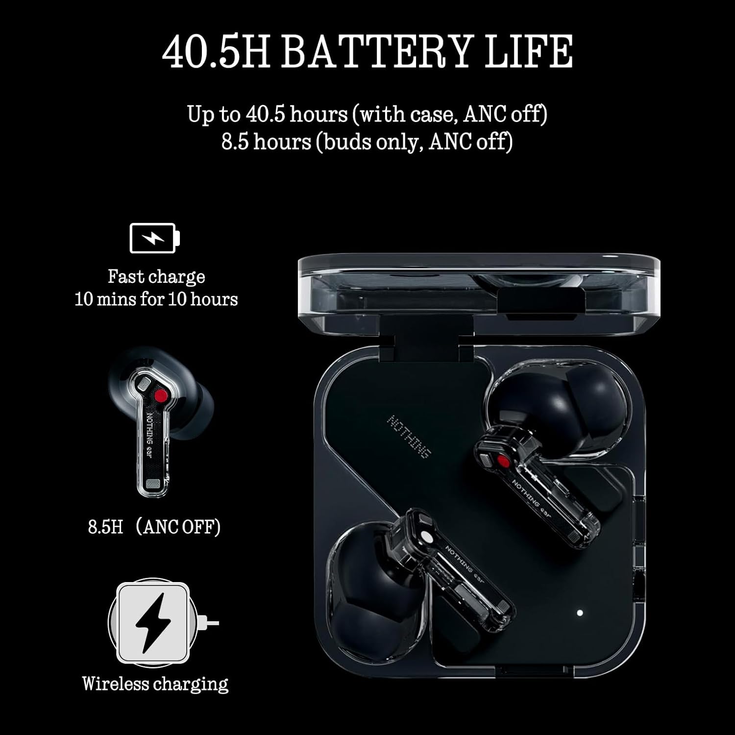 Thumbnail 4 de Nothing Ear Wireless ANC 45 dB Hybrid Earbuds