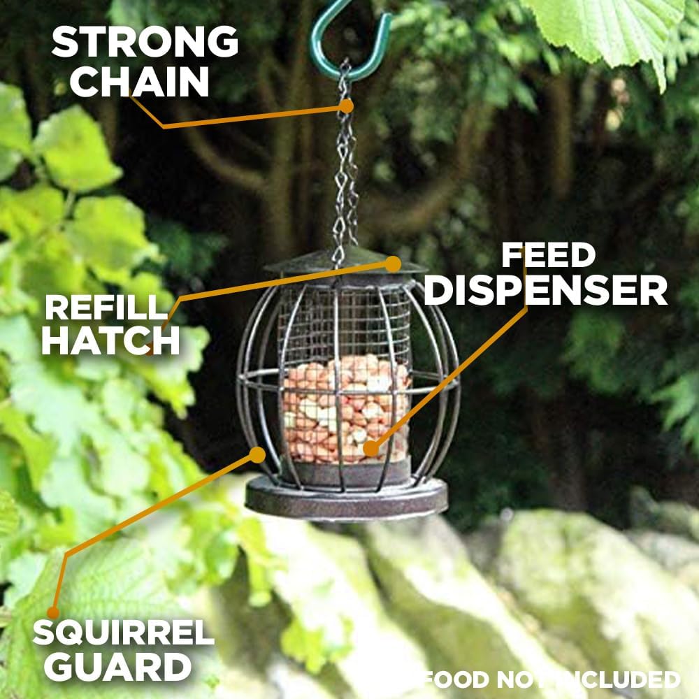 Detalle 2 de HomeZone Mini Cage Bird Feeders: Squirrel-Proof Nut & Peanut Hanging Feeder Set