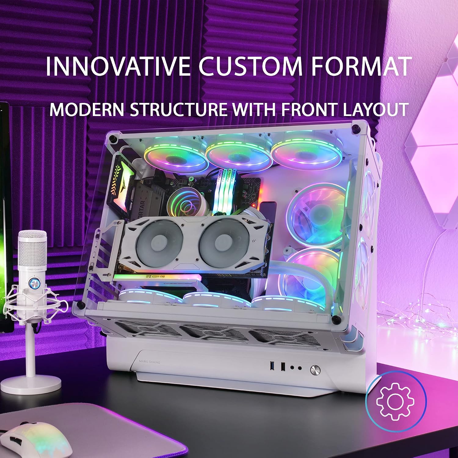 Detalle 2 de MARS GAMING MCB Case ATX XL modulabile Bianco