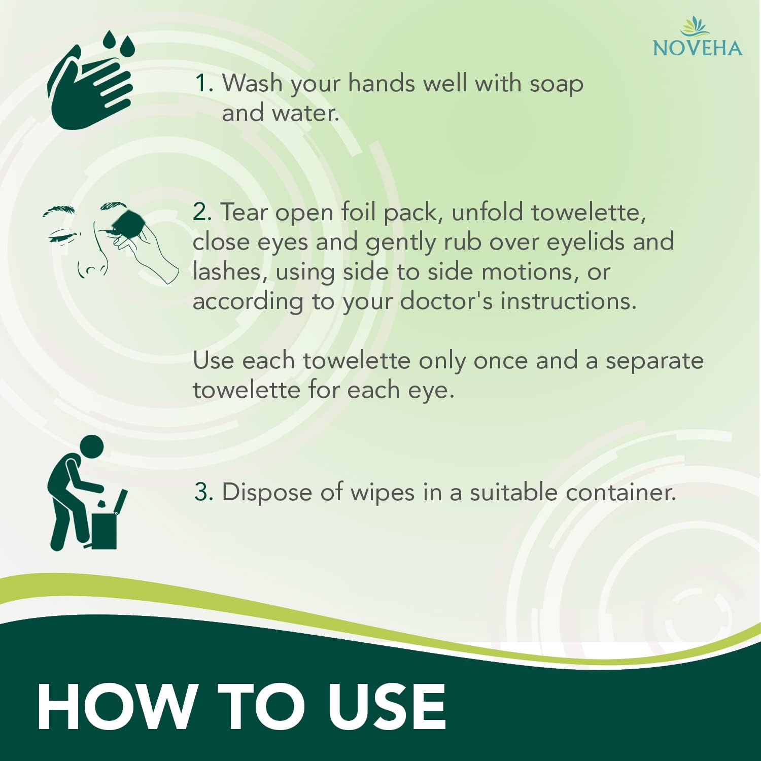 Thumbnail 4 de NOVEHA Demodex Eyelid & Lash Wipes 60 count