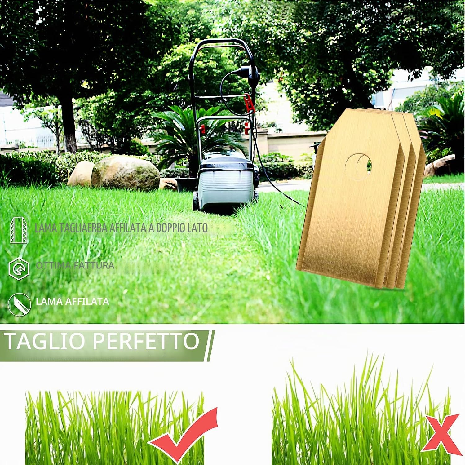 Thumbnail 3 de TBoonor 45x Lame per Robot Tagliaerba: Set di Lame in Acciaio Inox con rivestimento titanio, compatibile con Husqvarna Automower e Gardena