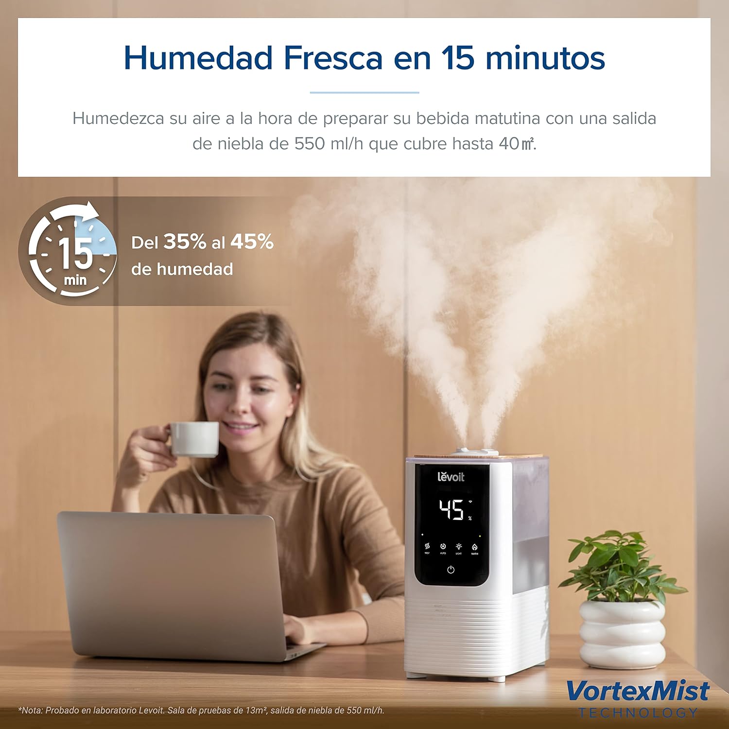 Detalle 2 de LEVOIT OasisMist Humidificador inteligente 4.5L