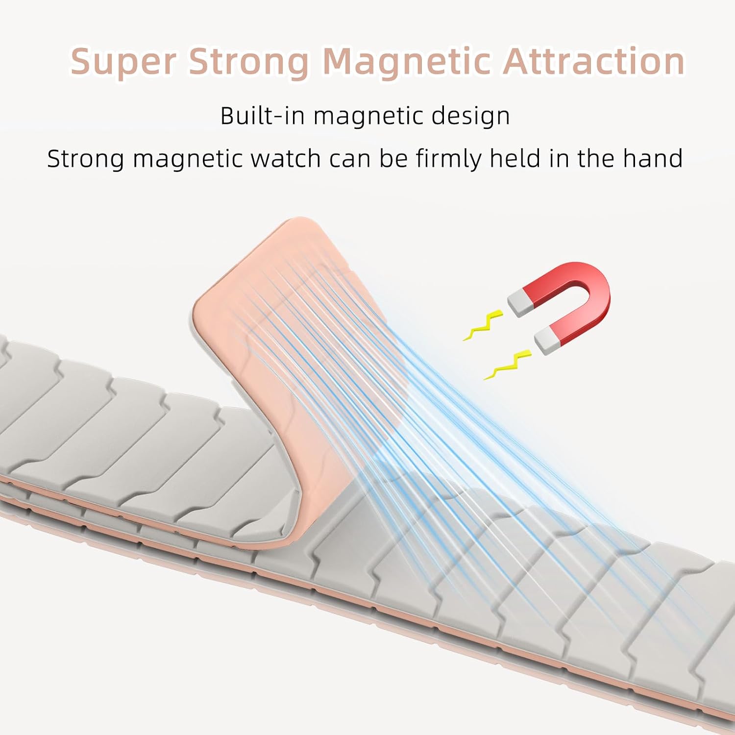 Detalle de Hinnwer 22mm Magnetic Silicone Strap for Xiaomi Watch Range (S5, S4, Redmi Watch 5, S3, Mi Watch) – Starlight Pink