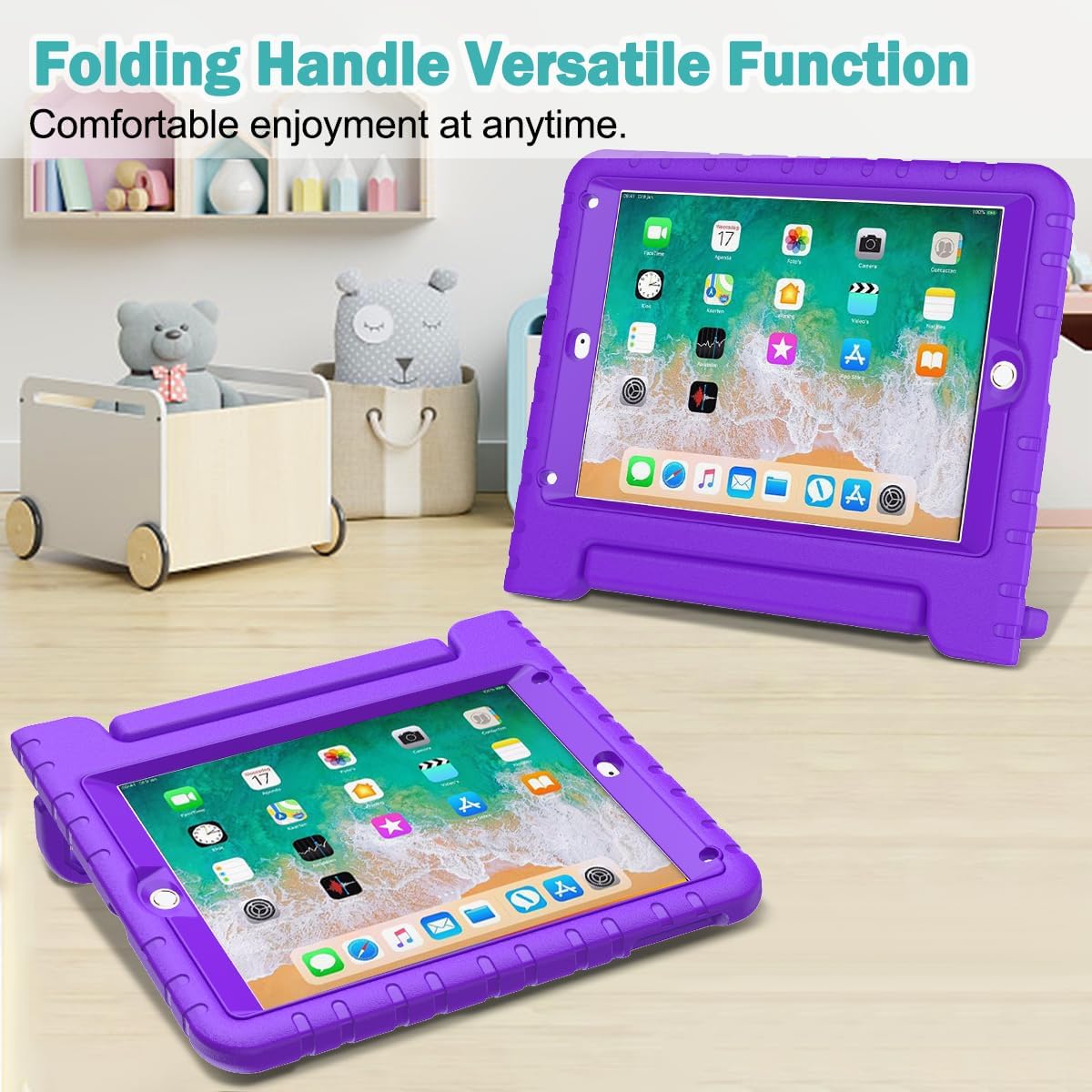Detalle 2 de Surom Kids Case with Screen Protector for iPad 9.7-inch (2017/2018, iPad Air 2) in Purple