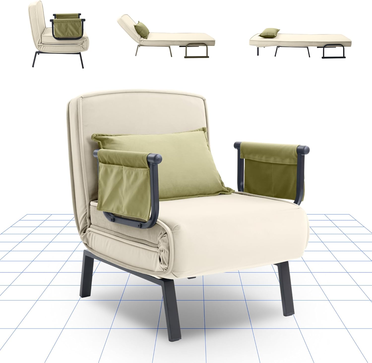 FLEXISPOT Fauteuil relaxant convertible 3 en 1 avec dossier réglable 6 positions (lit, chaise longue)