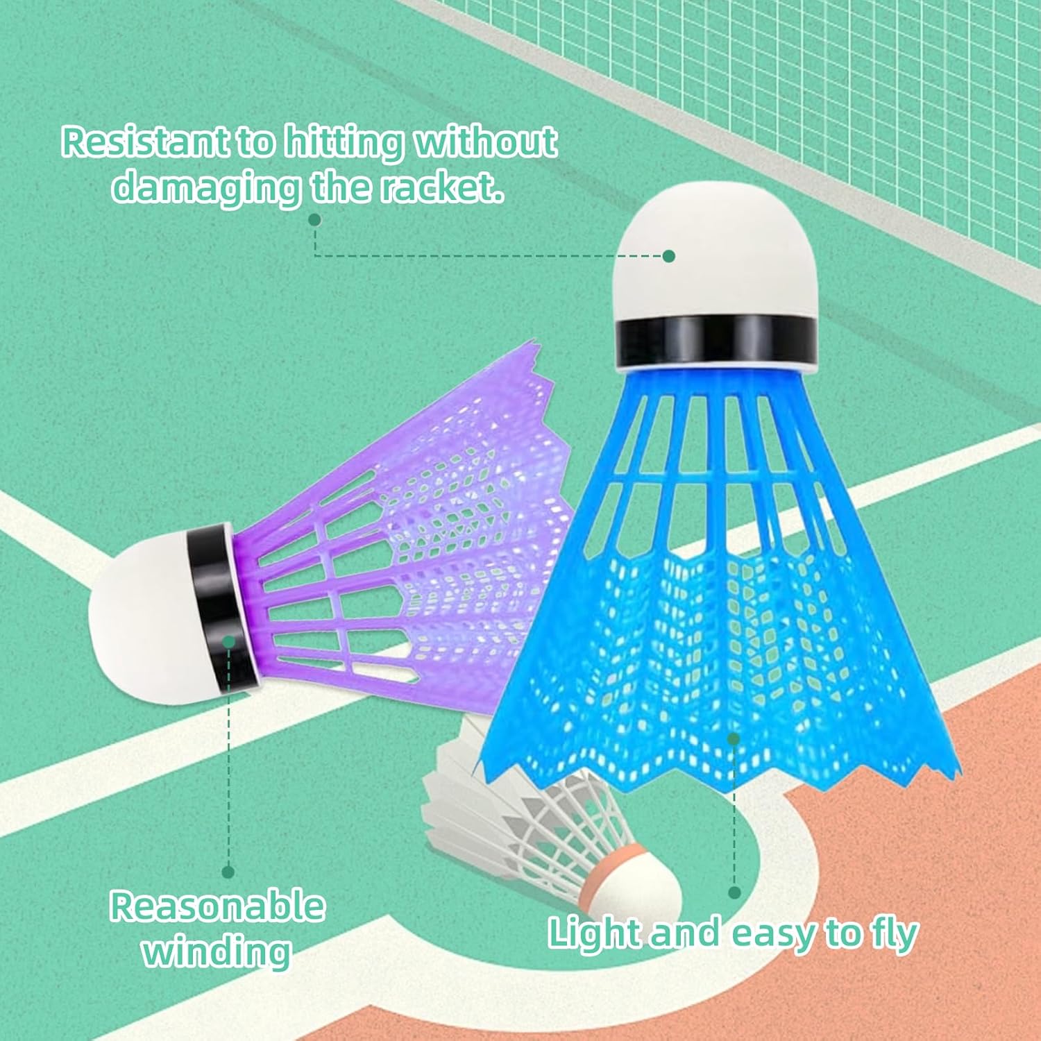 Thumbnail 3 de WanderGo 12 Pcs Colourful Badminton Shuttlecocks