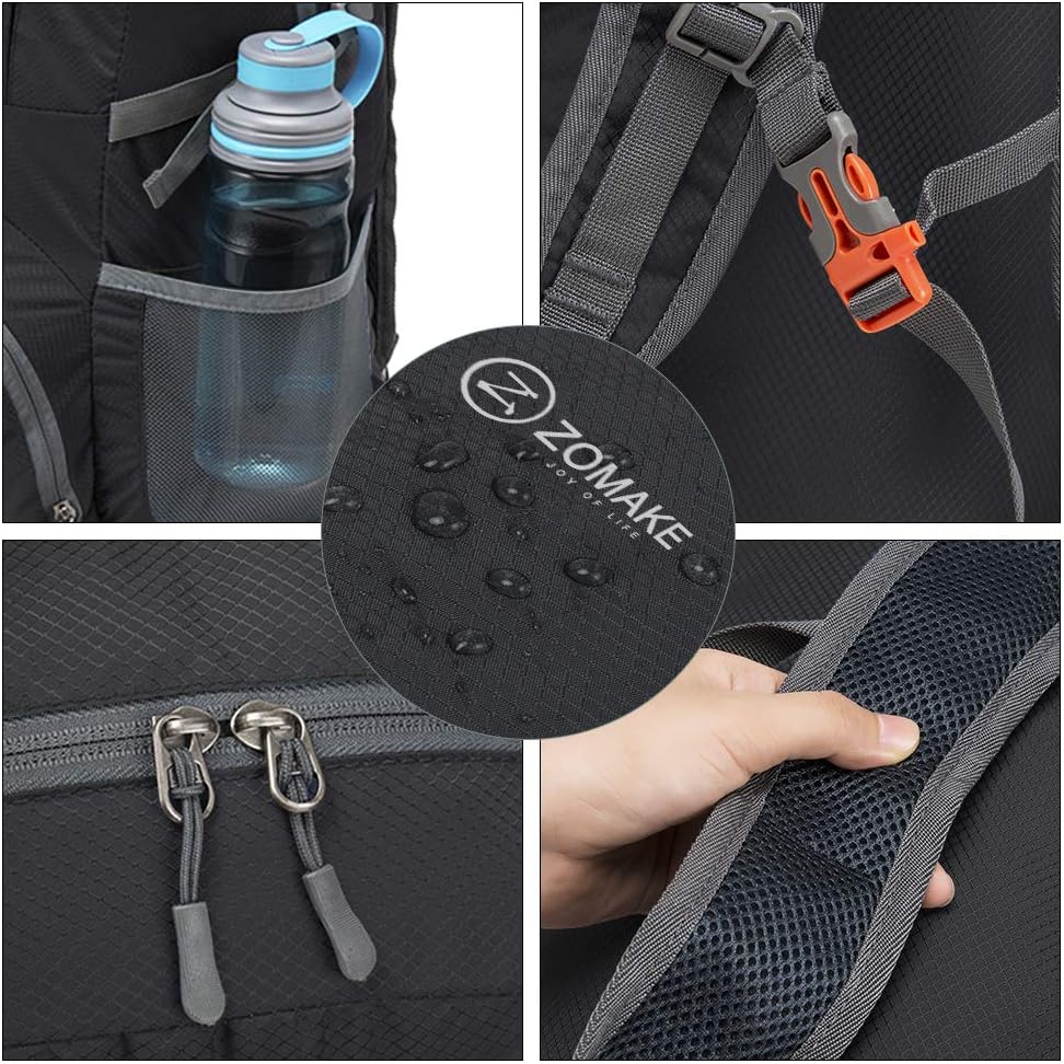 Detalle de ZOMAKE Lightweight Foldable Backpack 35L: Compact Travel Daypack for Everyday Adventures