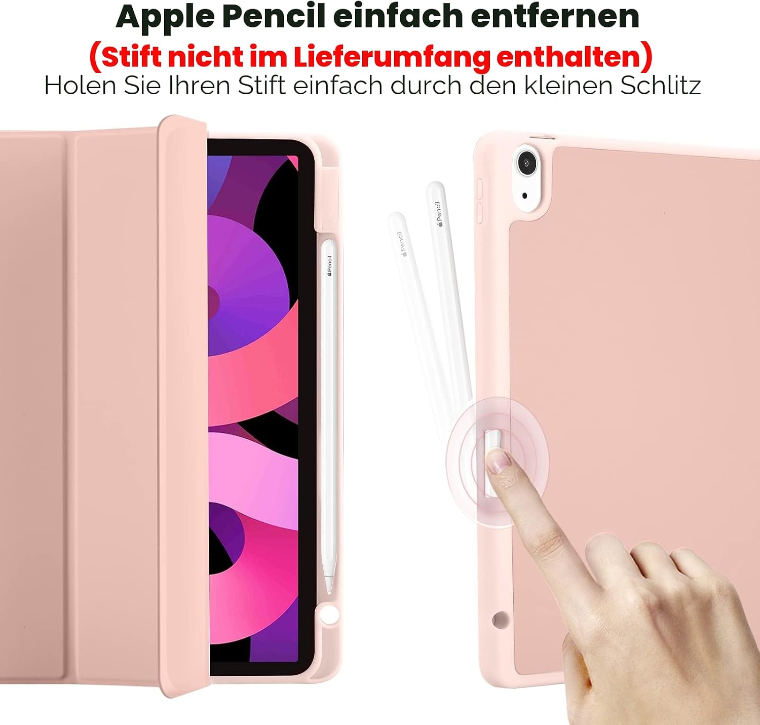 Detalle de Hülle für iPad Air 11 Zoll M4/M3/M2 – Roségold mit Stifthalter, Magnet-Trifold und Aufladefunktion