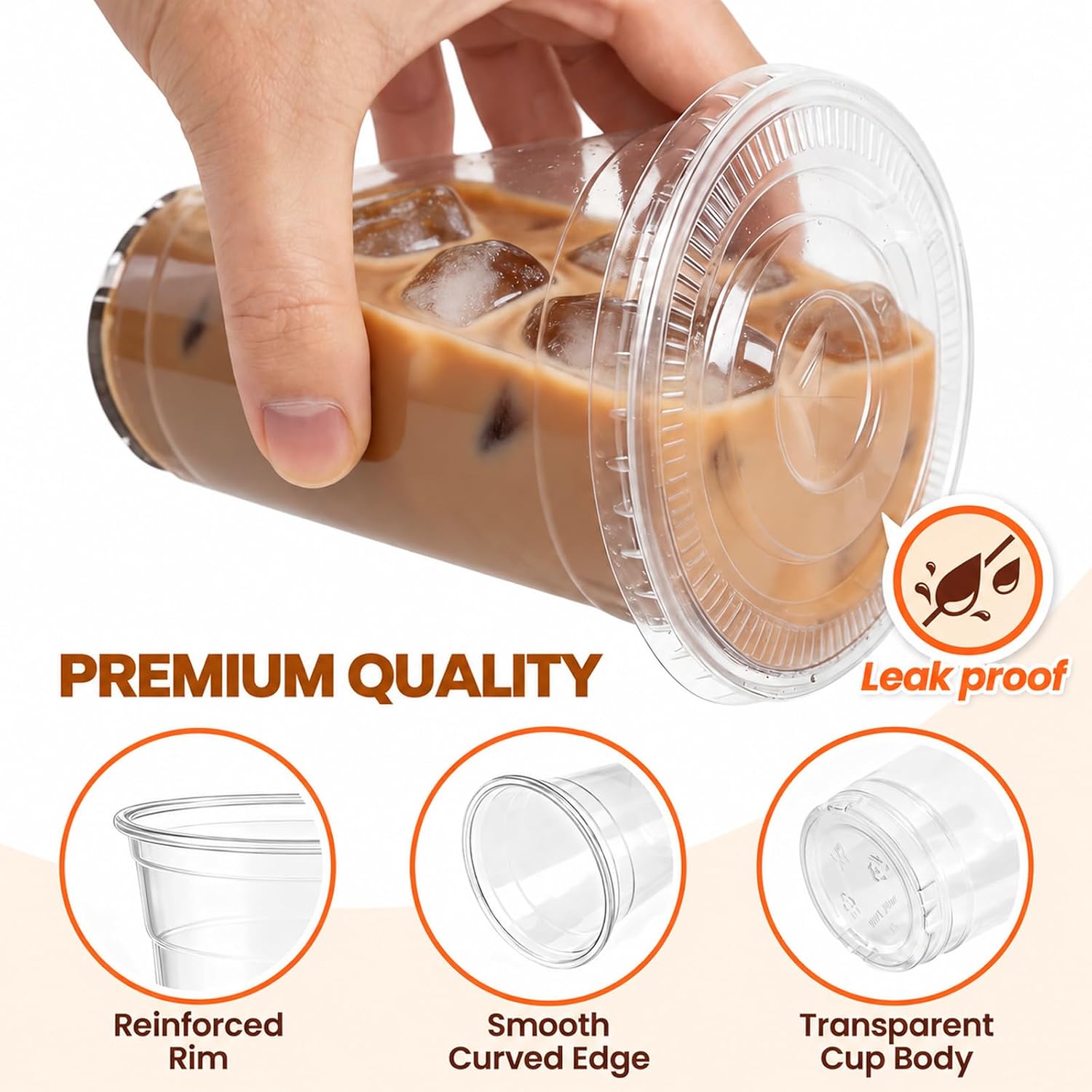 Detalle 2 de PODJULFA xi 20 oz Disposable Plastic Cups with Lids and Straws, 100 Pack