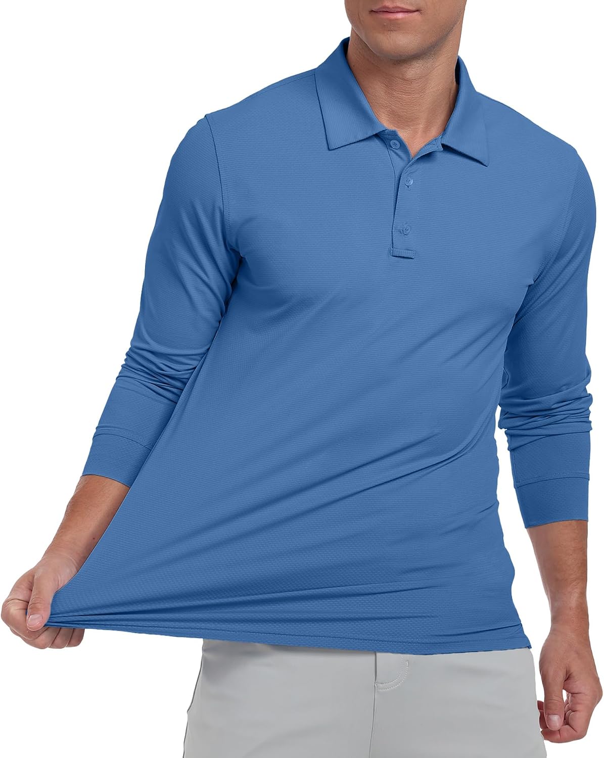 Detalle 1 de Askdeer Men's Golf Polo Shirts, Long-Sleeve Lightweight UPF 50+ Polo