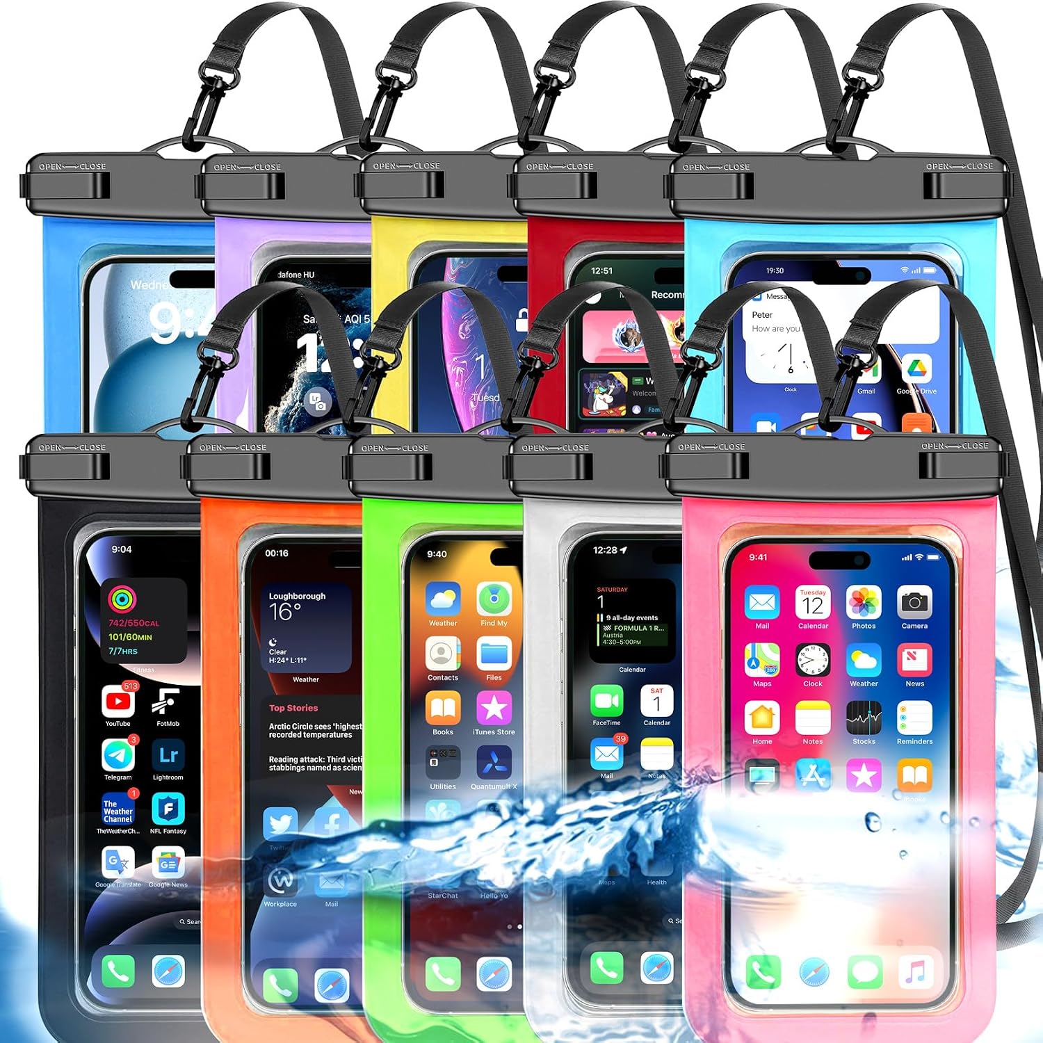 Detalle de Famoby Phone Pouch case 3P-10P 2 スマホ防水ケース 10枚セット、IP68・最大7.5インチ対応