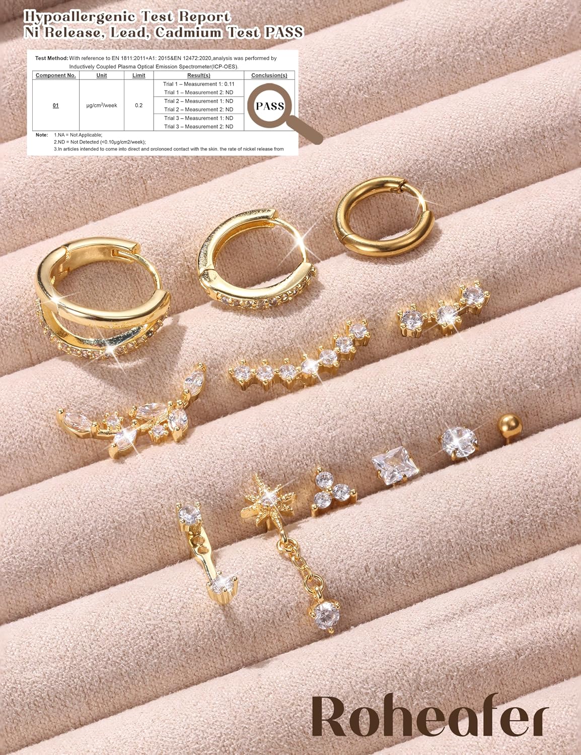 Thumbnail 3 de Roheafer 12-teilige Helix-Piercing-Set aus Chirurgenstahl (Flatback, Huggie-Hoops & Jacket) – für Layering