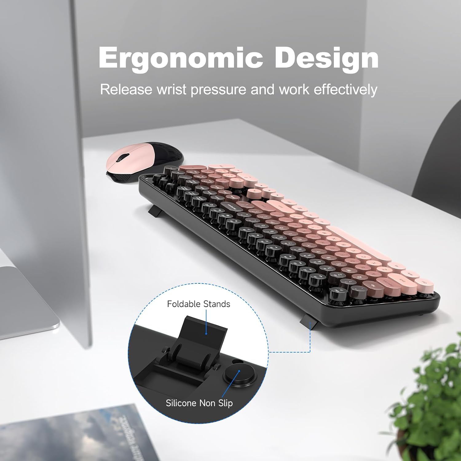 Thumbnail 3 de MOFII Wireless Keyboard and Mouse Combo: Full-Size 2.4G Plug-and-Play Set (Blackberry Gradient)