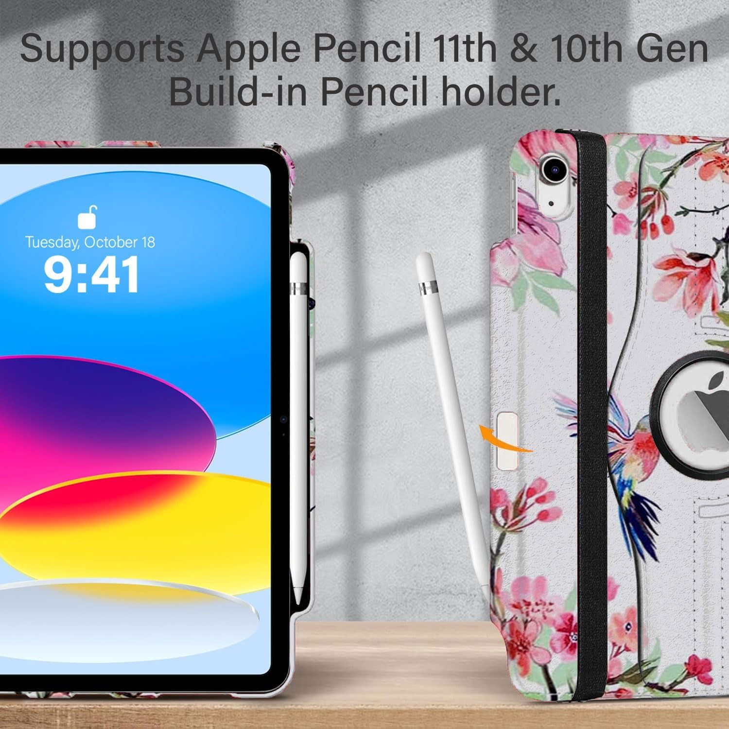 Detalle 2 de GALTD for iPad A16 Case (11th Gen 11-inch / iPad 10th Gen 10.9-inch) with Auto Wake/Sleep, Pencil Holder & 360° Stand