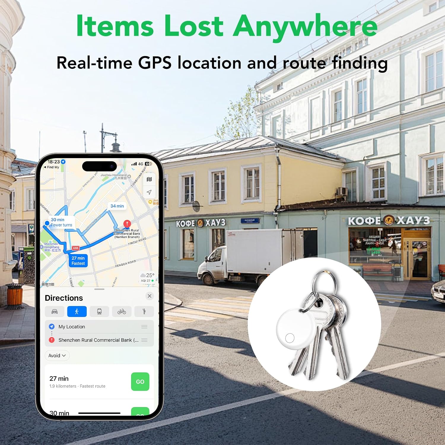 Detalle de Smart Tracker Tags 4 Pezzi – Compatibile con Apple Find My (iOS) | IP67, Batteria Sostituibile