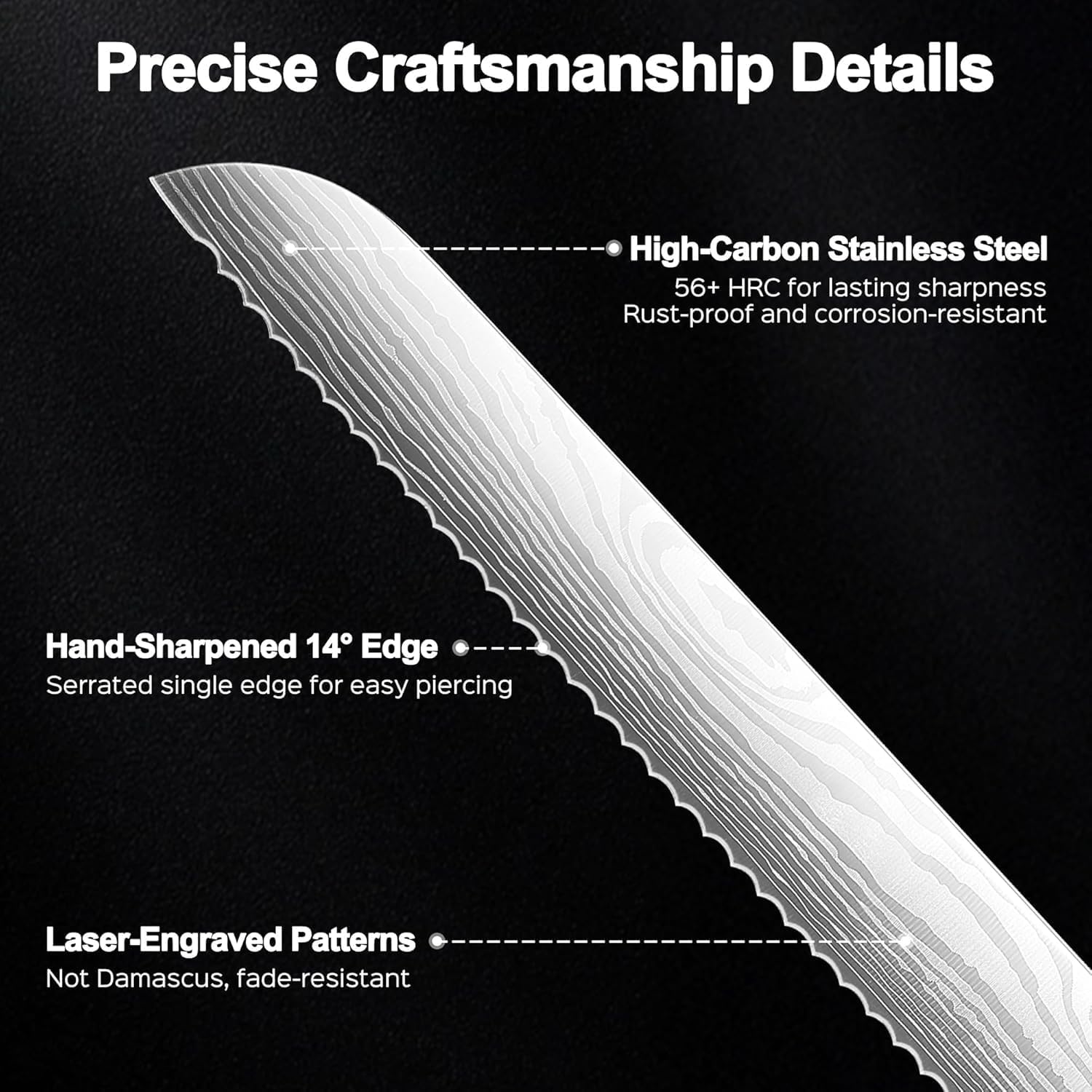 Thumbnail 5 de PAUDIN N4 8-Inch Bread Knife with Serrated High-Carbon Stainless Steel Blade