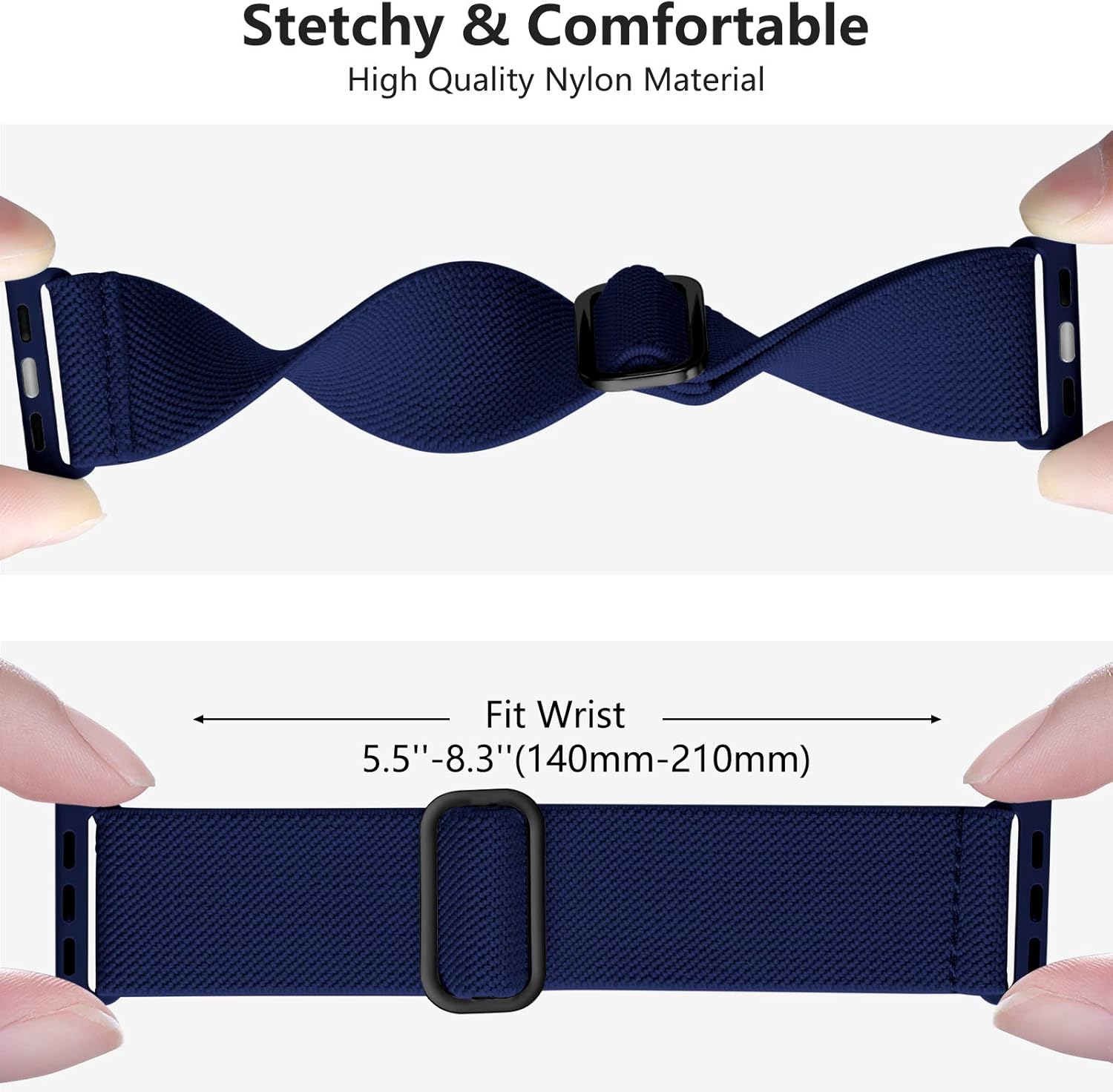 Thumbnail 3 de Oielai Solo Loop stretch nylon strap for Apple Watch (38mm–49mm) with adjustable metal buckle