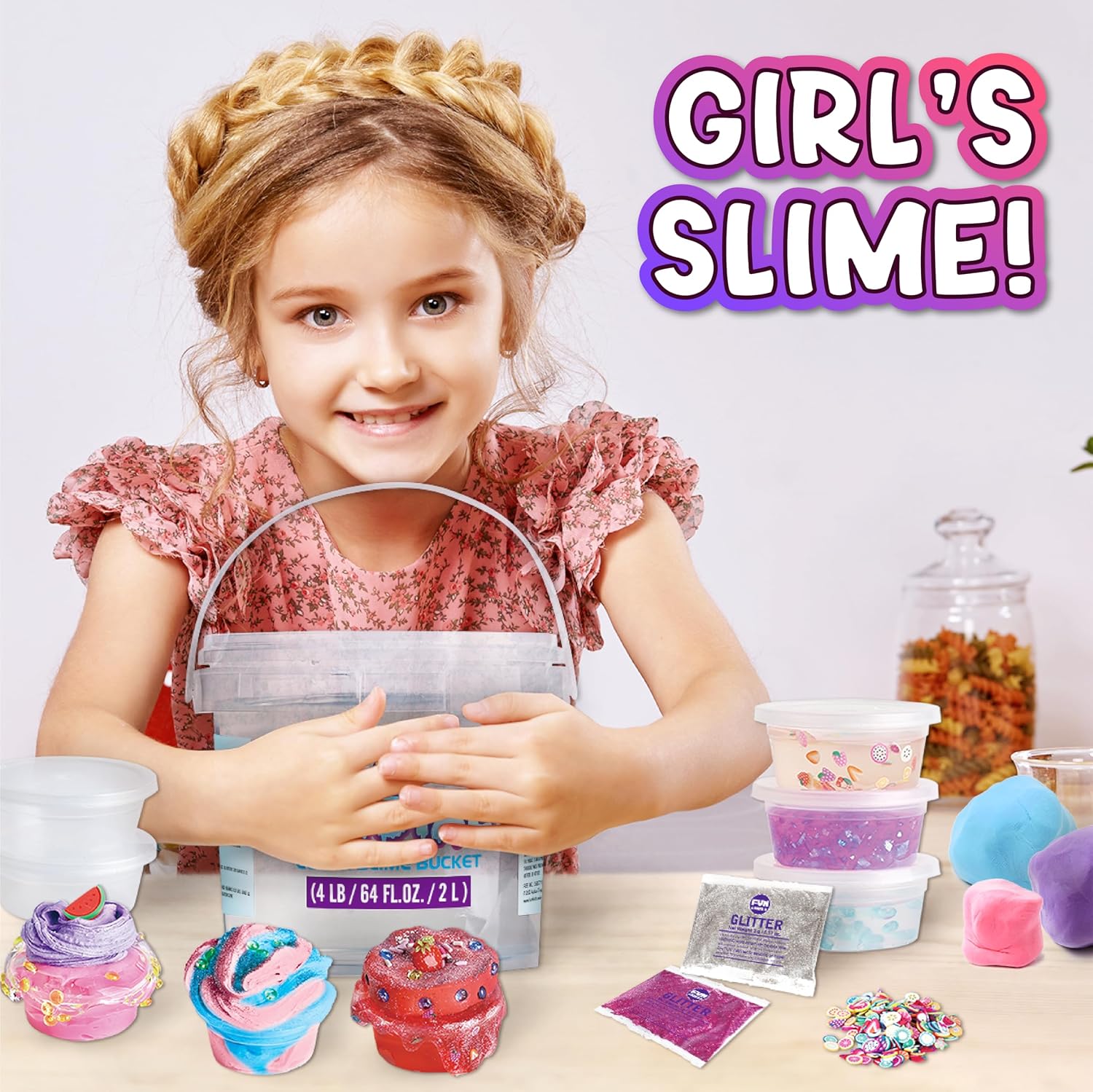Thumbnail 2 de FunKidz 4 lb Glassy Clear Slime Bucket — Premade slime kit