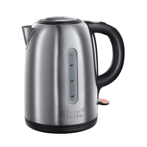 Detalle de Russell Hobbs Brushed Stainless Steel & Black Electric 1.7L Cordless Kettle (20441)