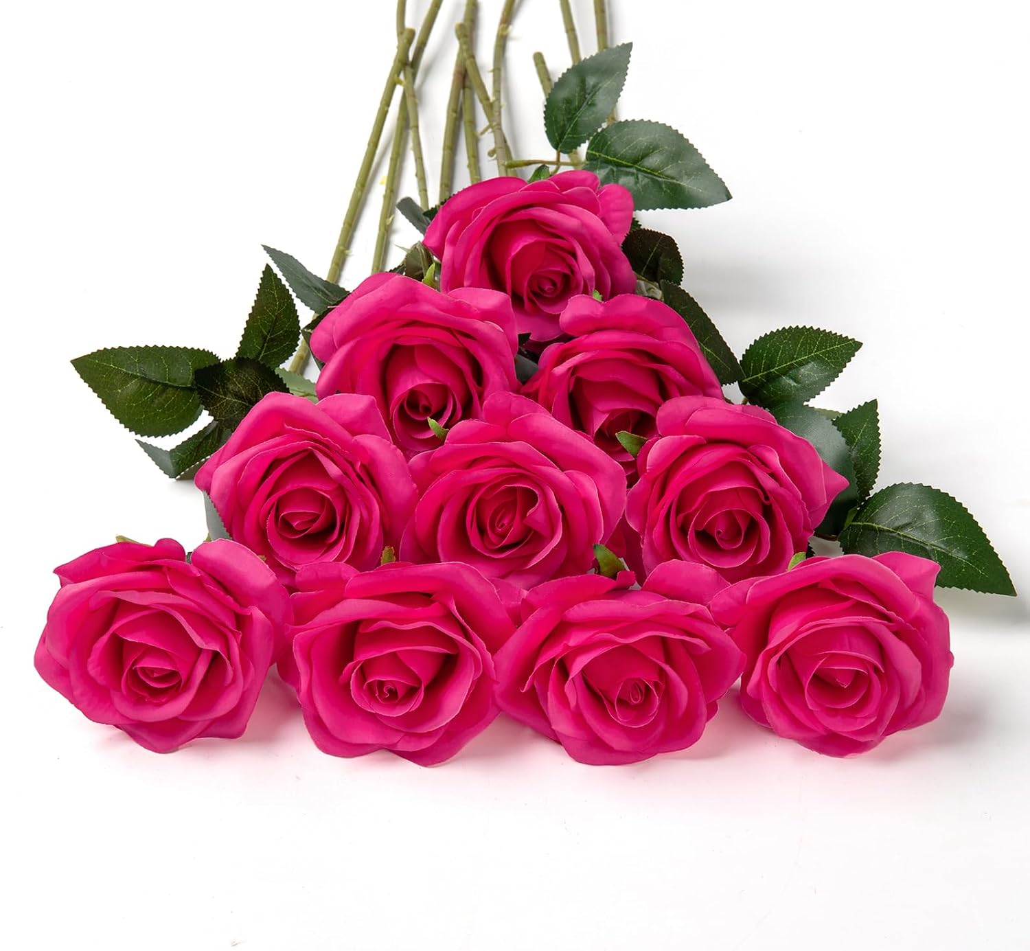 Thumbnail 6 de DuHouse 10Pcs Artificial Roses Silk Flowers for Bridal & Decor (Coral)